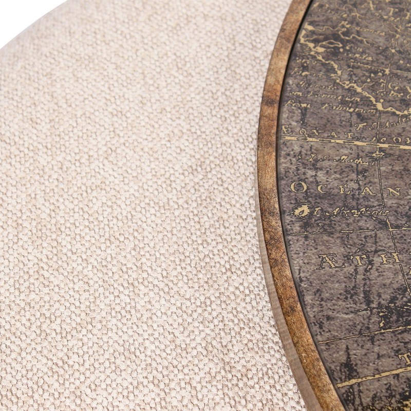 Maps coffee table set 80 cm – a round coffee table with matching pouffe, ideal for modern living rooms.