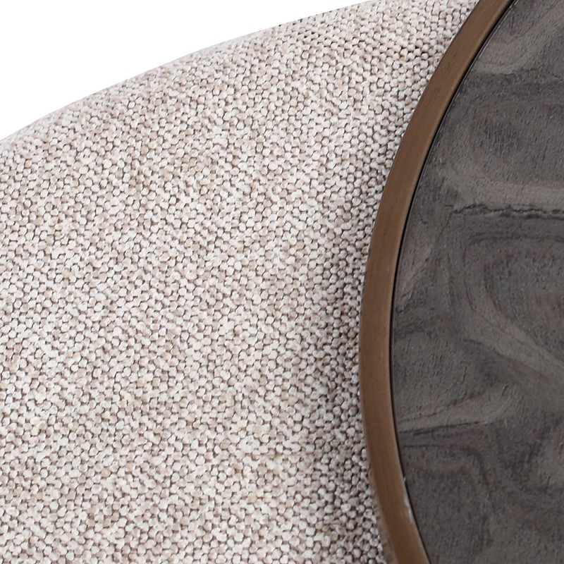 Driftwood coffee table set 80 cm – a round coffee table with matching pouffe, perfect for modern living rooms.