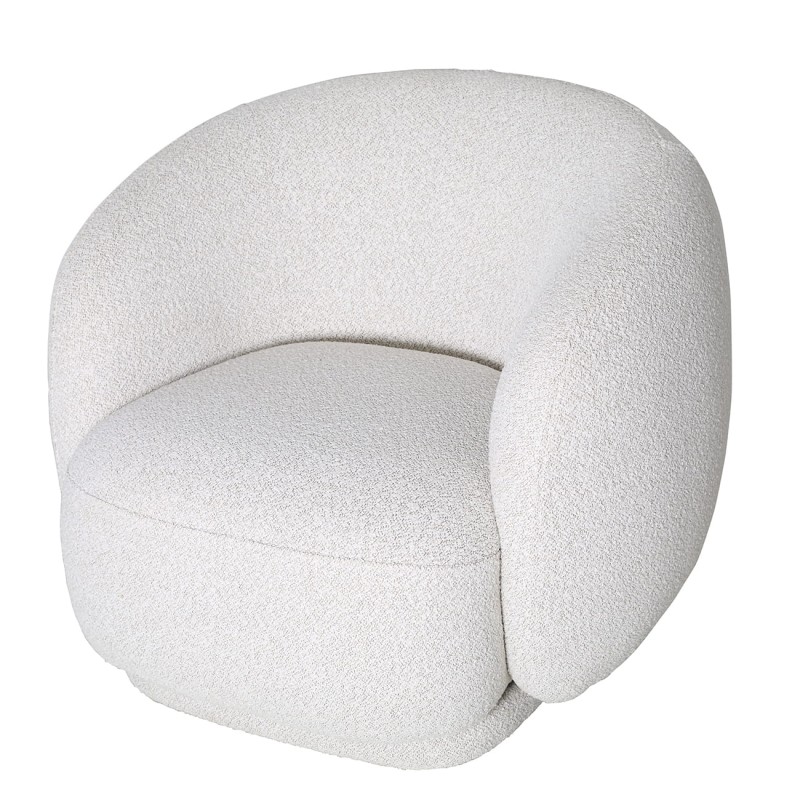 Pimlico White swivel armchair upholstered in white bouclé fabric – a decorative swivel chair for modern interiors.