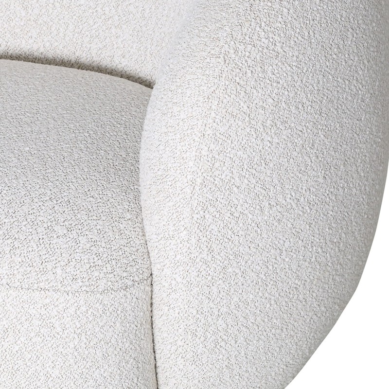 Pimlico White swivel armchair upholstered in white bouclé fabric – a decorative swivel chair for modern interiors.