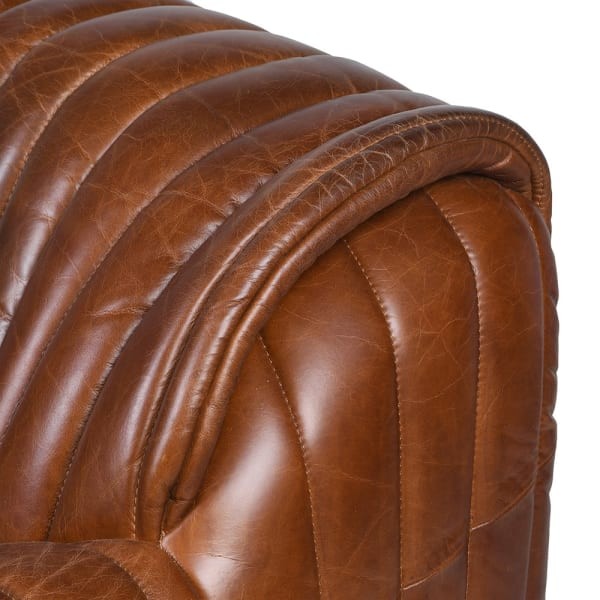 Novum brown leather sofa 215 cm upholstered in stitched brown leather, perfect for stylish modern interiors.