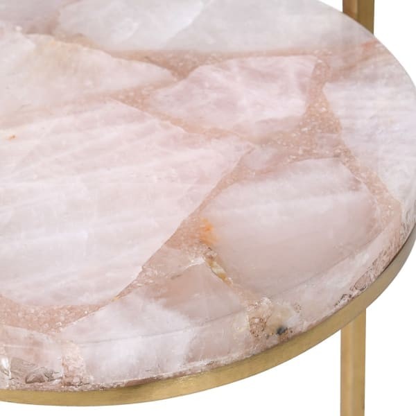 Agate round side table with a pink agate top, 76 cm high. An elegant accent table that adds colour and luxury to modern interiors.
