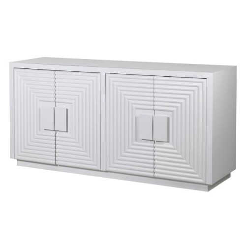 White Geo Four-Door Sideboard 163 cm – Decorative White Credenza