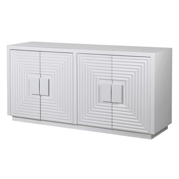 White Geo four-door sideboard 163 cm – an elegant decorative white credenza for modern interiors.