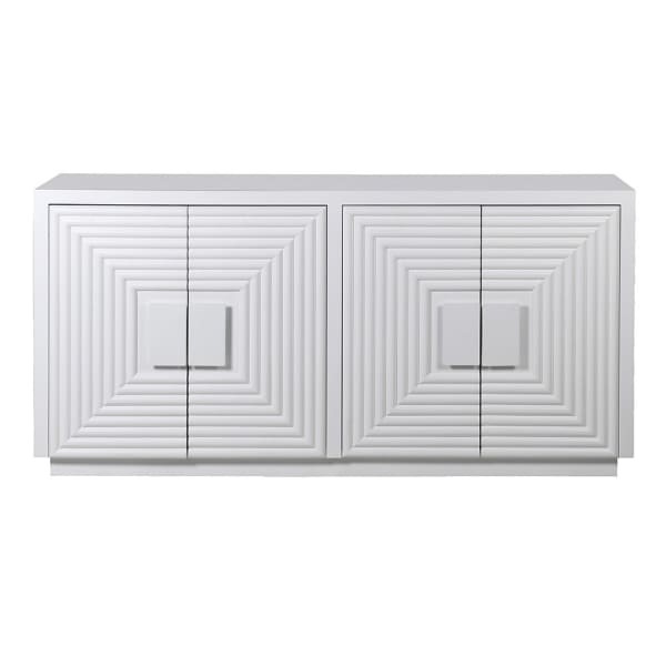 White Geo four-door sideboard 163 cm – an elegant decorative white credenza for modern interiors.