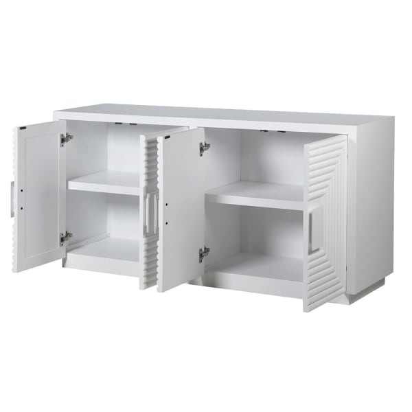 White Geo four-door sideboard 163 cm – an elegant decorative white credenza for modern interiors.