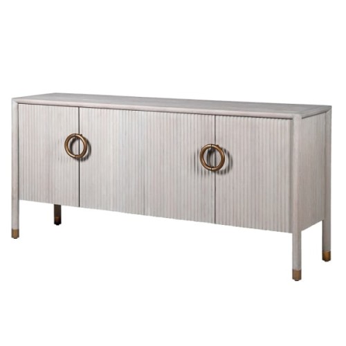 White Belgravia Sideboard 180 cm in Light Oak with Elegant Gold Details