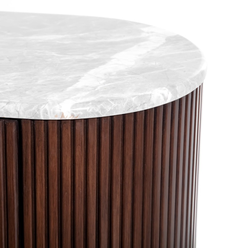 Bremner two-door chest with a marble top and wooden base. Elegant 110 cm design, perfect for modern living spaces.