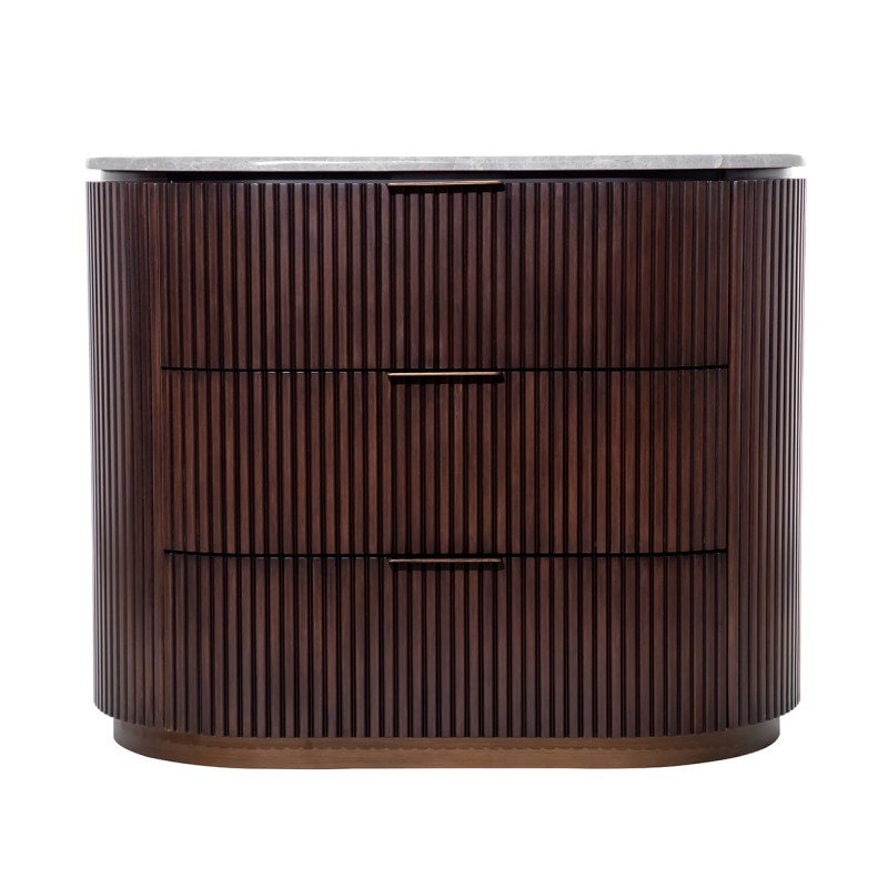 Designer Bremner II chest of drawers, 80 cm, with marble top and wooden base – ideal for contemporary interiors.