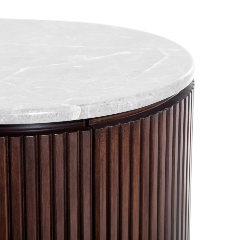 Designer Bremner II chest of drawers, 80 cm, with marble top and wooden base – ideal for contemporary interiors.