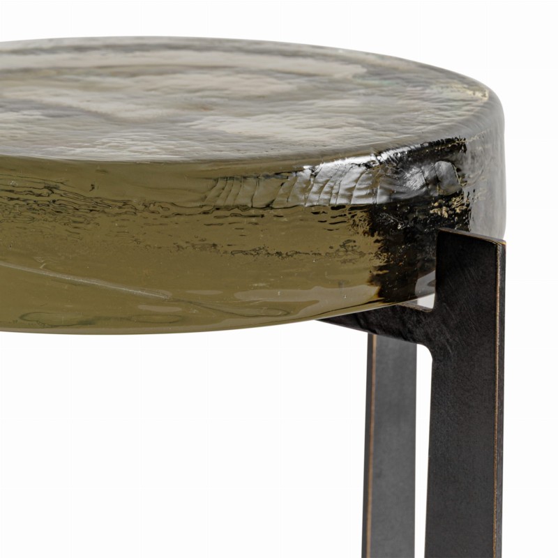 Modern Linton round side table, 60 cm, with metal base and glass top – ideal for living rooms, bedrooms and lounges.