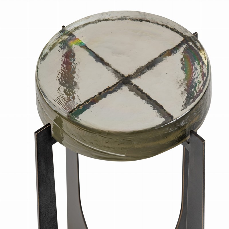 Modern Linton round side table, 60 cm, with metal base and glass top – ideal for living rooms, bedrooms and lounges.