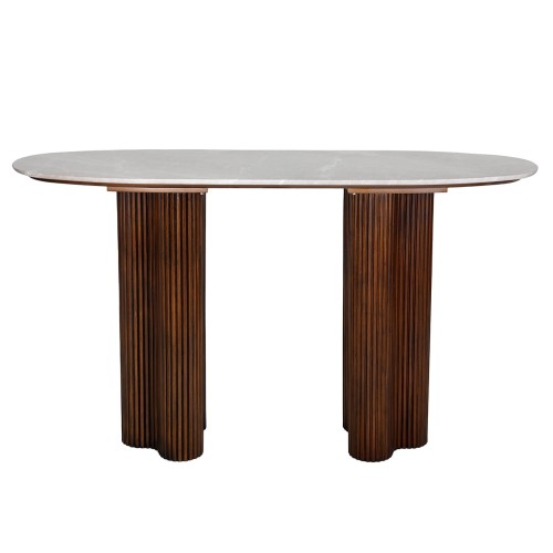 Bremner Living Room Console Table 140 cm with Marble Top and Wooden Base