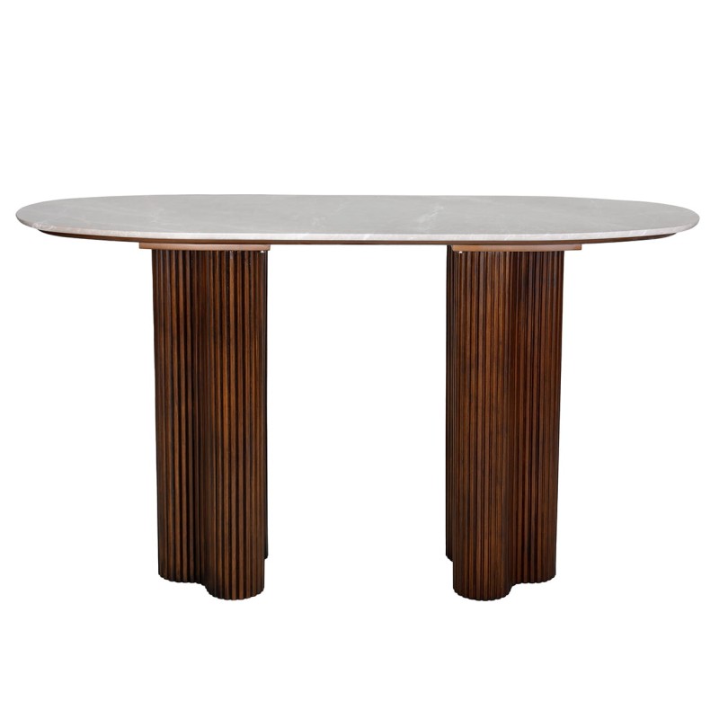 Bremner marble console table 140 cm with pebble grey marble top and walnut base