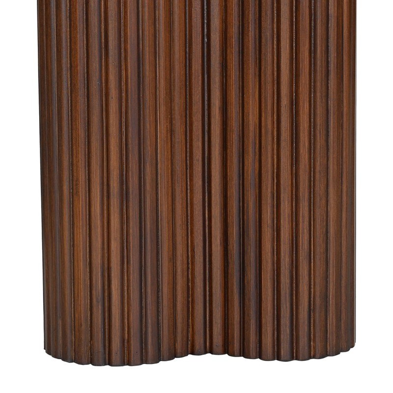 Ribbed walnut-toned rubberwood base of Bremner marble console table