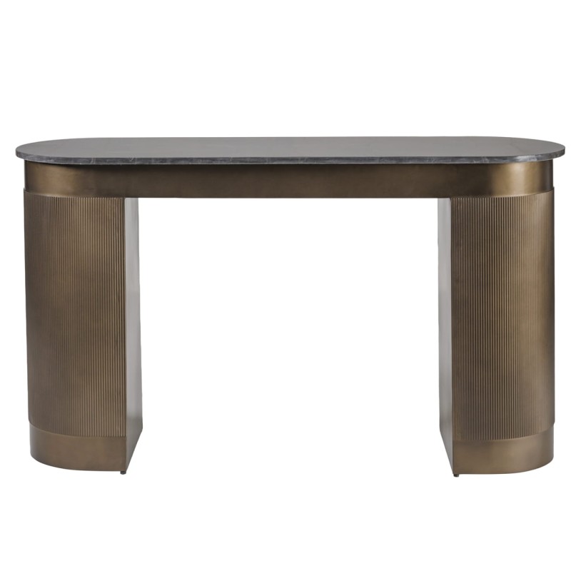 Elegant Primrose desk featuring a refined marble top and gold base. A sophisticated 130 cm workspace.