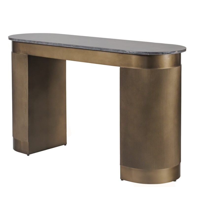 Elegant Primrose desk featuring a refined marble top and gold base. A sophisticated 130 cm workspace.