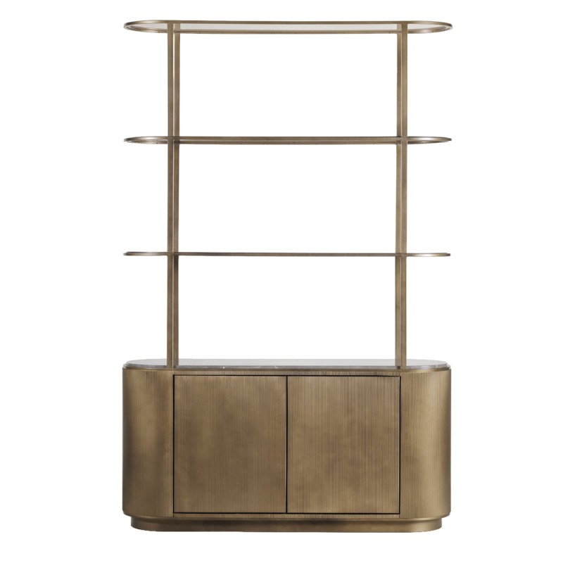 Primrose Royal gold shelving unit with marble top and glass shelves