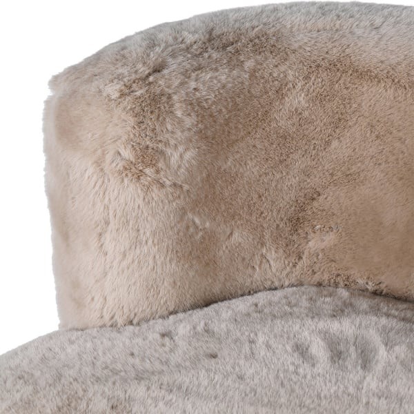 Lyall bar stool with faux shearling upholstery and an oak base. A stylish and comfortable bar stool for kitchen islands and modern interiors.
