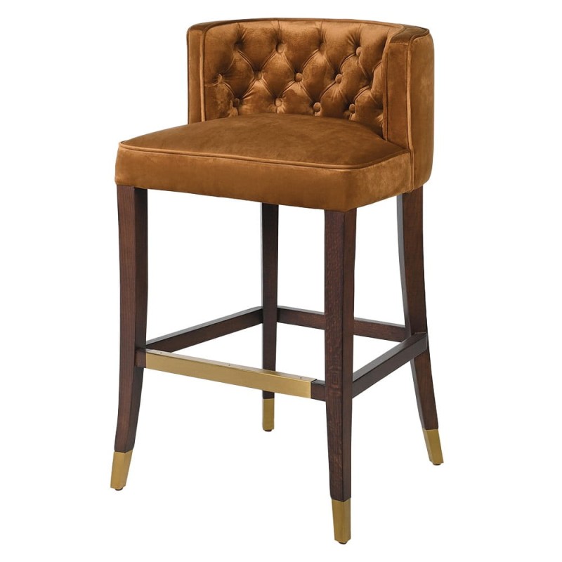 Belgrave mustard bar stool with an oak frame and polyester upholstery. A stylish bar stool designed for the living room or kitchen space.