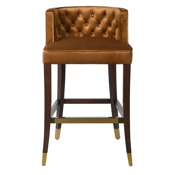 Belgrave mustard bar stool with an oak frame and polyester upholstery. A stylish bar stool designed for the living room or kitchen space.