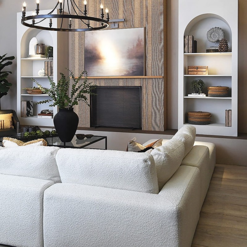 Arched white bookcase with a closed design and four shelves. A tall 230 cm storage cabinet with an elegant arch shape, ideal for modern interiors.