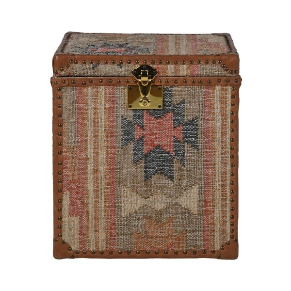Handcrafted decorative storage chest from the India collection, 63 cm. A stylish wooden trunk combining practical storage with unique, artisanal design for living rooms and bedrooms.
