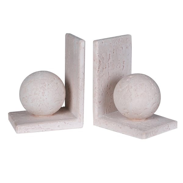 Sphere cream bookends with decorative ball design