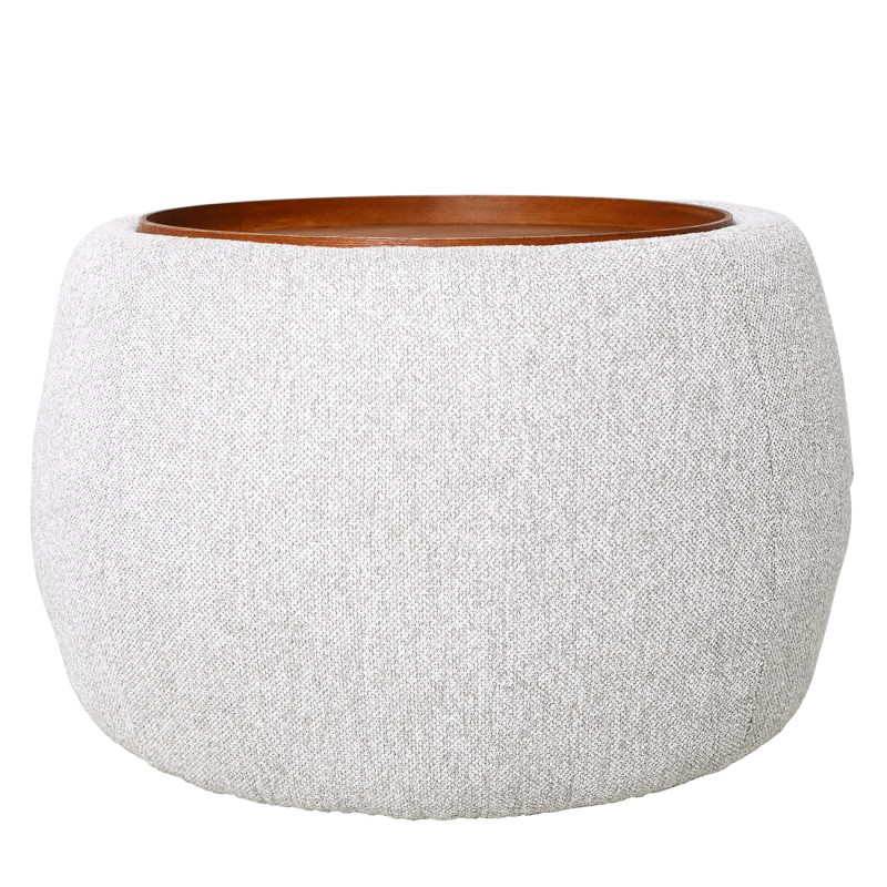 Gen Light Round Storage Ottoman with Wooden Top – 69 cm