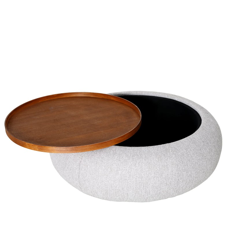 Gen Light Round Storage Ottoman L with Wooden Top – 102 cm