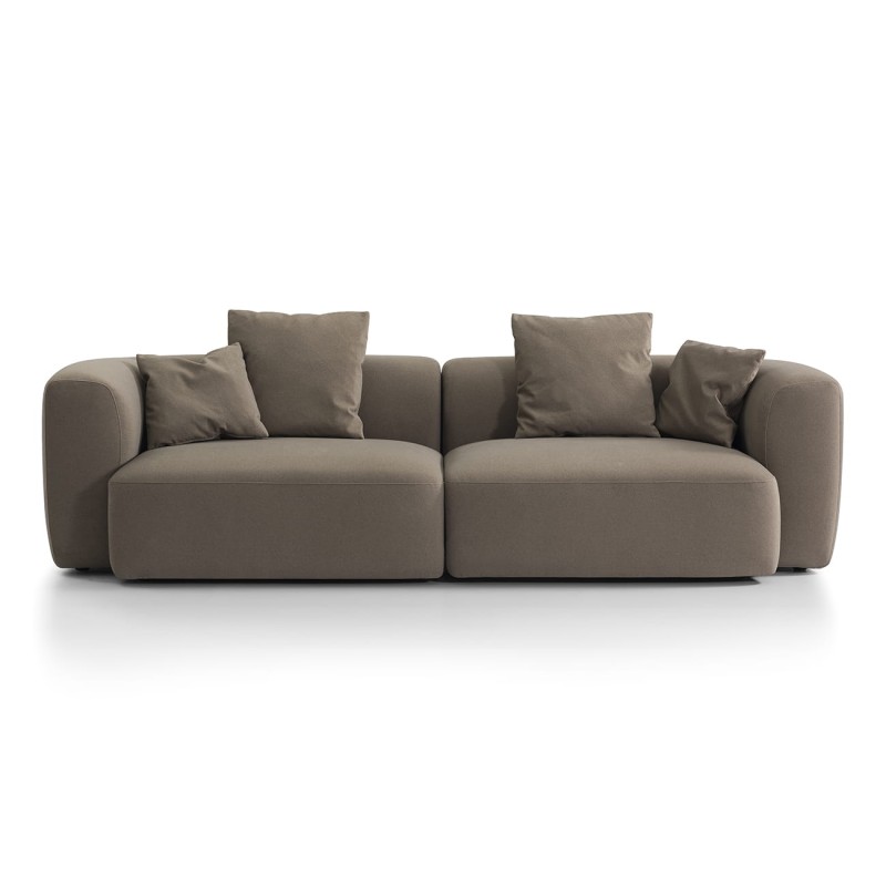 Brompton Truffle 275 cm Velvet Sofa with Decorative Cushions
