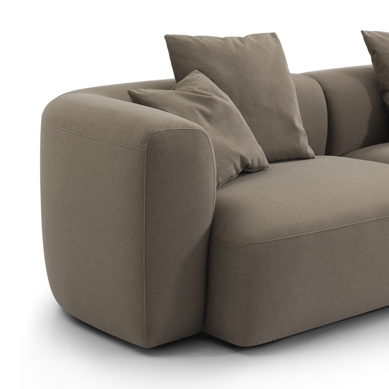 Brompton Truffle 275 cm Velvet Sofa with Decorative Cushions