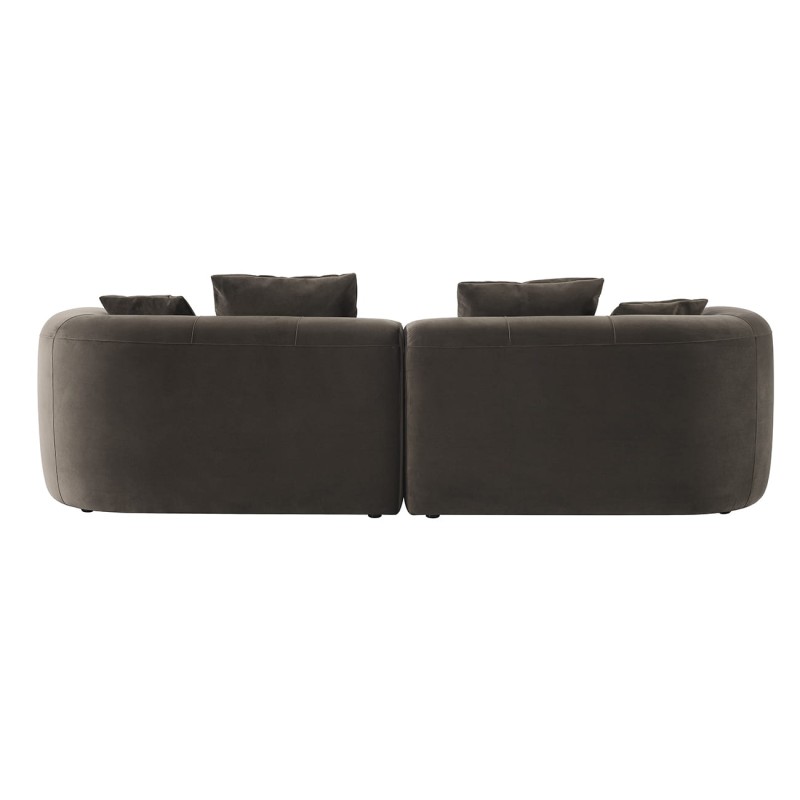 Brompton Brown 275 cm Velvet Sofa with Decorative Cushions