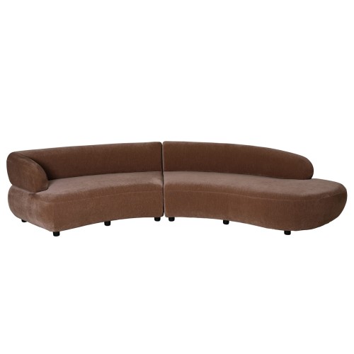 Eden Brown 319 cm Modular Velvet Sofa with Curved Design