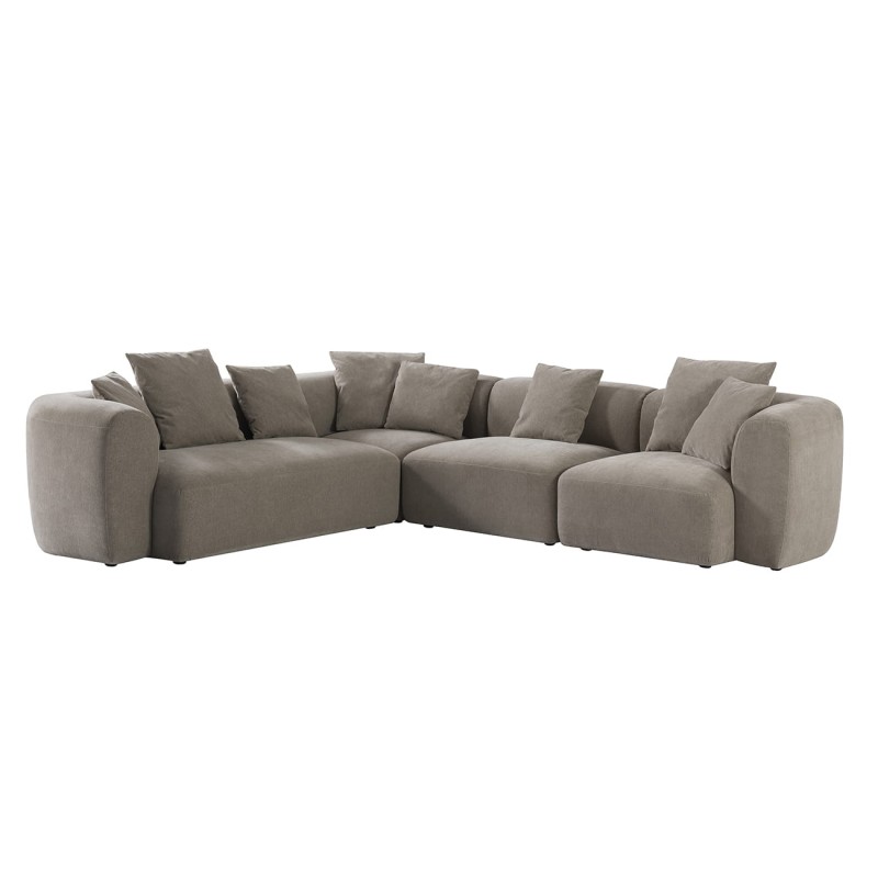 Brompton Taupe Sectional Sofa in Chenille with Decorative Cushions