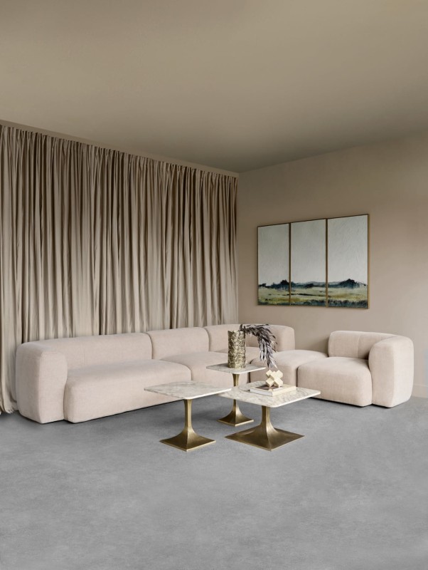 Brompton Taupe Sectional Sofa in Chenille with Decorative Cushions