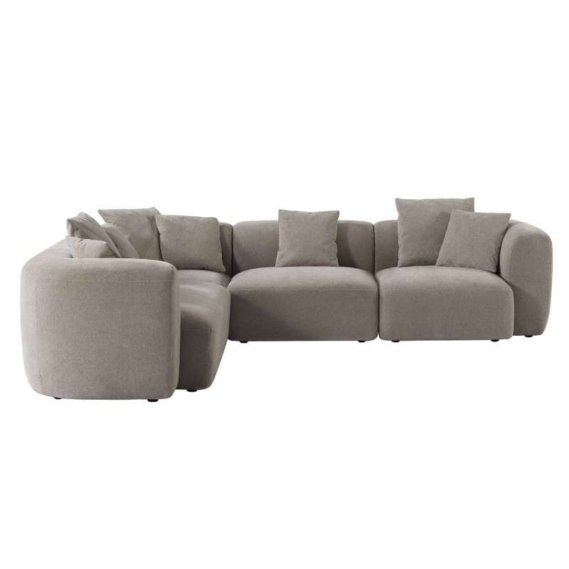 Brompton Taupe Sectional Sofa in Chenille with Decorative Cushions