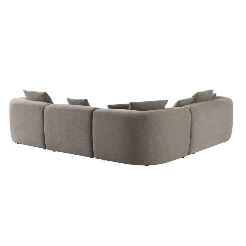 Brompton Taupe Sectional Sofa in Chenille with Decorative Cushions