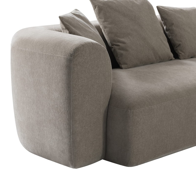 Brompton Taupe Sectional Sofa in Chenille with Decorative Cushions