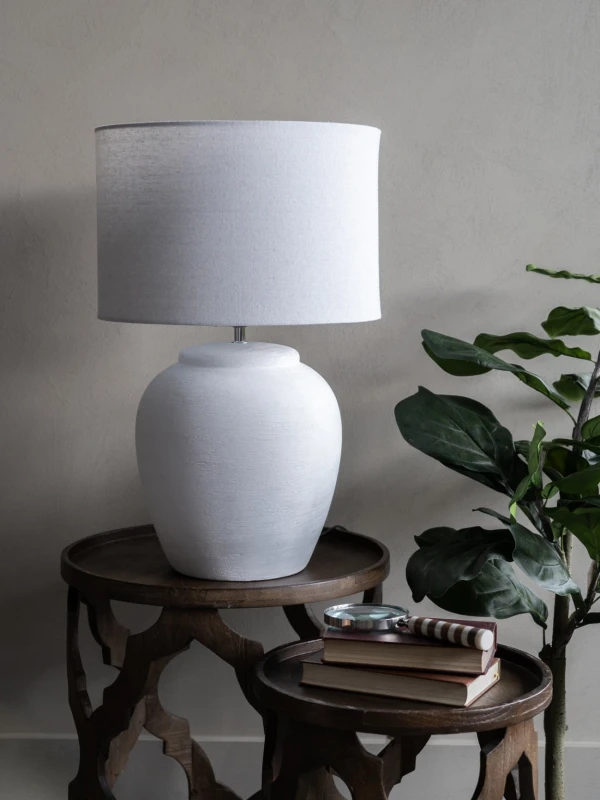 Classic Textured white ceramic table lamp 57.5 cm