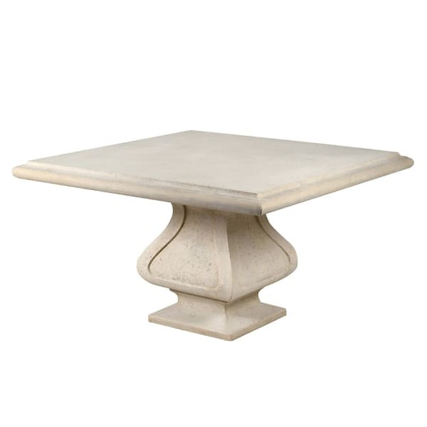 Romano Square garden table 130 cm in light polyresin – modern outdoor patio dining table