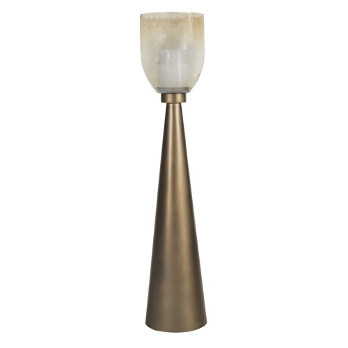 Golden Hurricane Candle Holder 80 cm – Glass Shade with Gold Iron Base