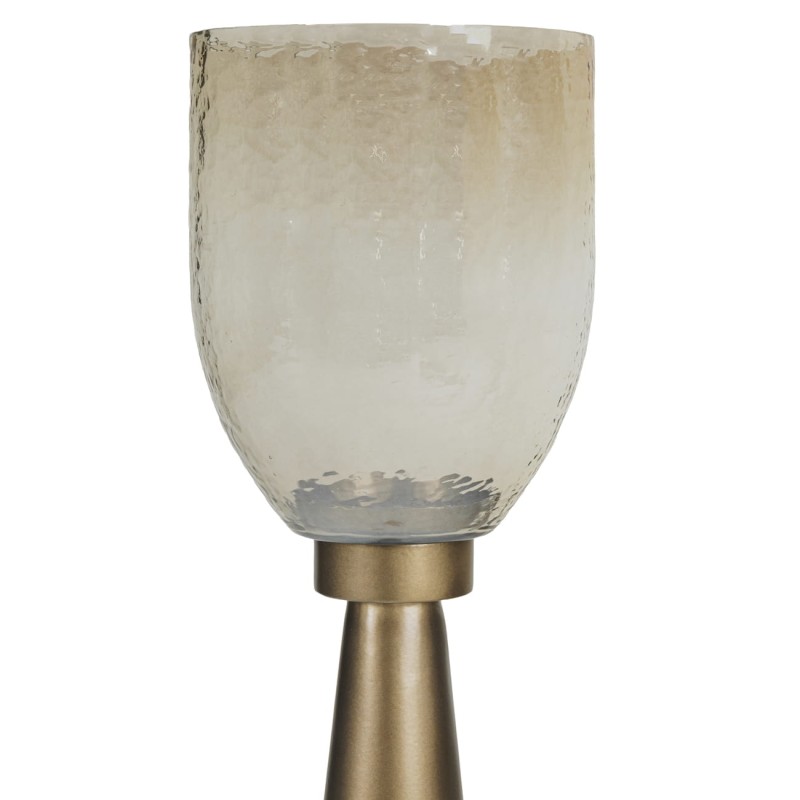 Golden Hurricane Candle Holder 80 cm – Glass Shade with Gold Iron Base
