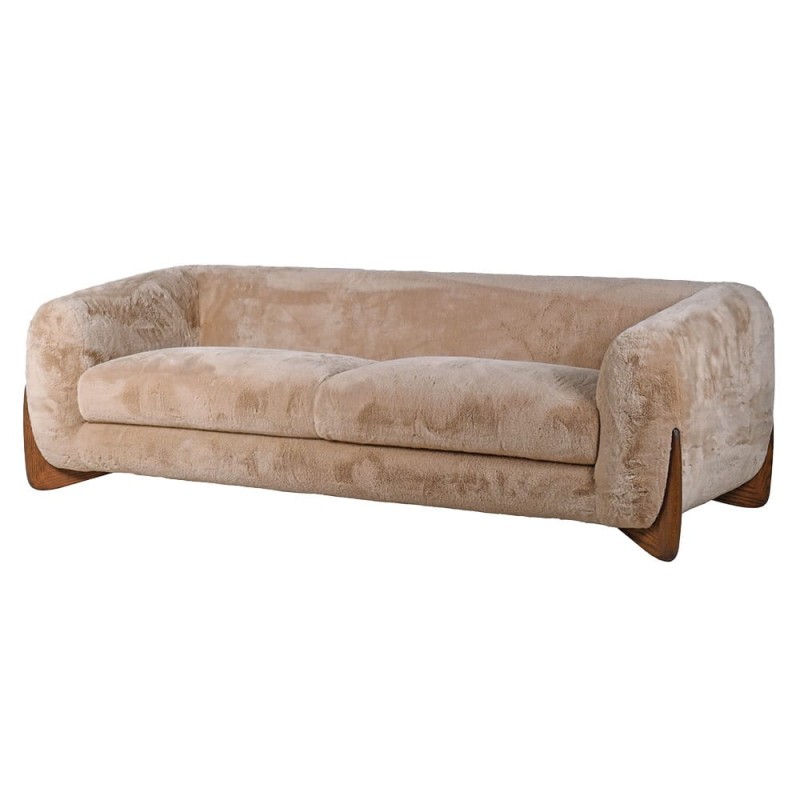 Lyall faux sheepskin three-seater sofa 225 cm in soft synthetic sheepskin