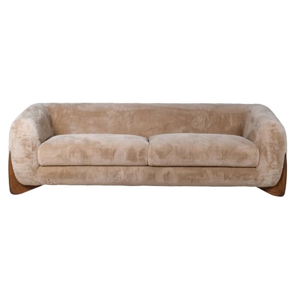 Lyall faux sheepskin three-seater sofa viewed from the front