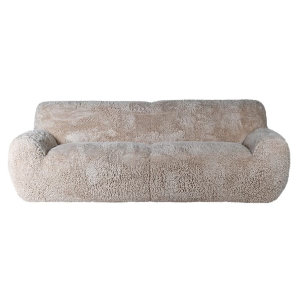 Lyall large faux sheepskin three-seater sofa, 240 cm synthetic sheepskin sofa