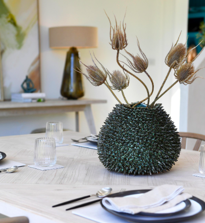Camden Dark Green Ceramic Sea Urchin Vase 29 cm