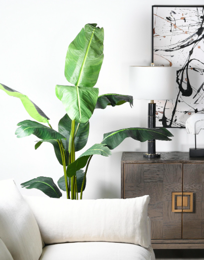 Artificial banana plant in a 15cm black nursery pot