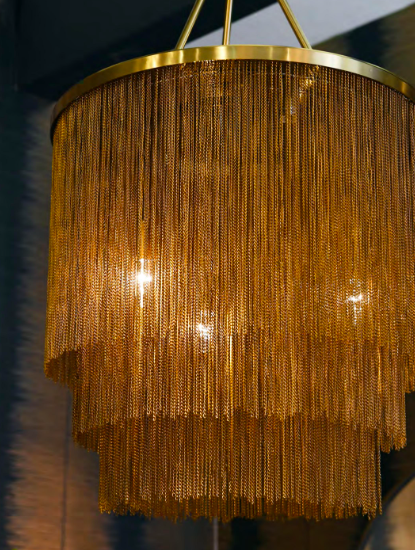 Żyrandol Unique Gold 60 cm złote łańcuszki duża lampa dekoracyjna