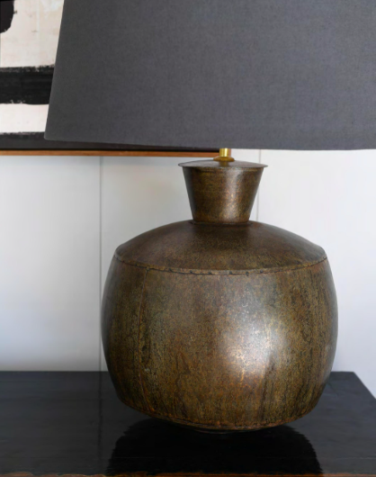 Large Havana Table Lamp 75 cm bronze iron base grey shade